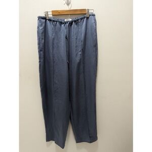 Madewell Blue Pintuck Satin Wide Leg Pants Women's Size M – Elastic Waist